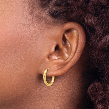 14K Yellow Gold Polished Round Endless 2mm Hoop Earrings