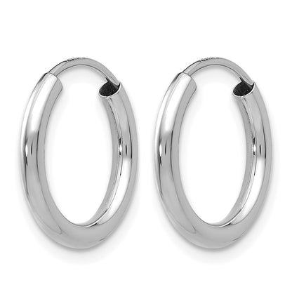 14K White Gold Polished Endless 2mm Hoop Earrings