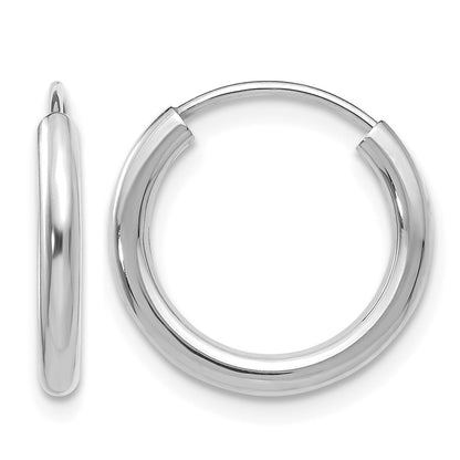 14K White Gold Polished Endless 2mm Hoop Earrings