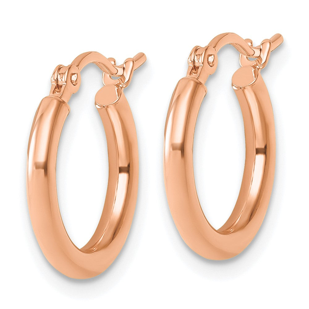 14K Rose Gold Polished 2X15mm Hoop Earrings