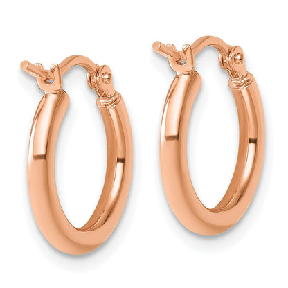 14K Rose Gold Polished 2X15mm Hoop Earrings