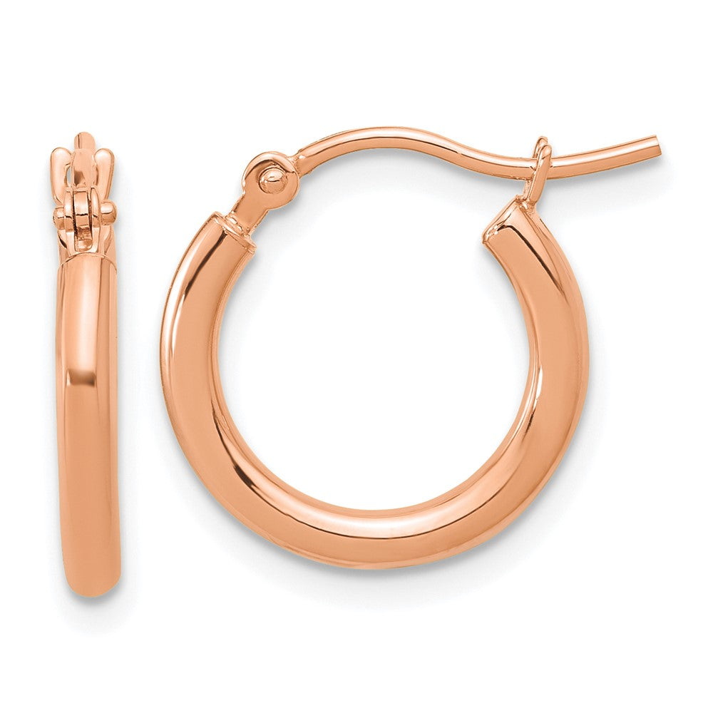 14K Rose Gold Polished 2X15mm Hoop Earrings