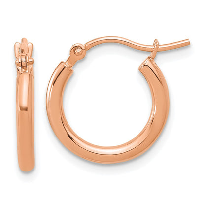 14K Rose Gold Polished 2X15mm Hoop Earrings
