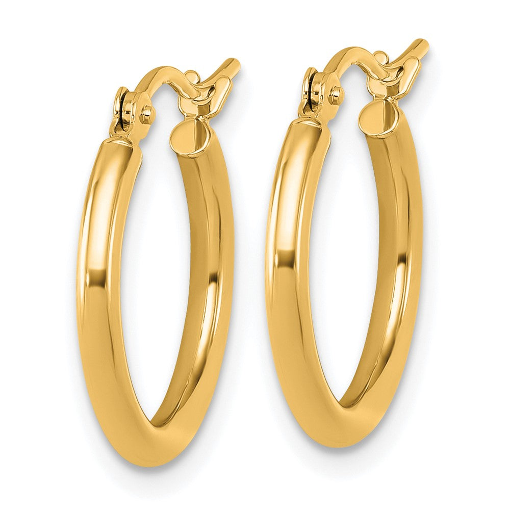 14K Yellow Gold Polished 2X17.5mm Hoop Earrings