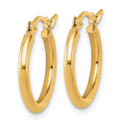 14K Yellow Gold Polished 2X17.5mm Hoop Earrings