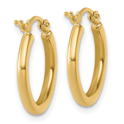 14K Yellow Gold Polished 2X17.5mm Hoop Earrings