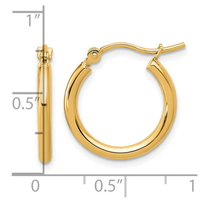 14K Yellow Gold Polished 2X17.5mm Hoop Earrings
