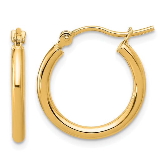 14K Yellow Gold Polished 2X17.5mm Hoop Earrings