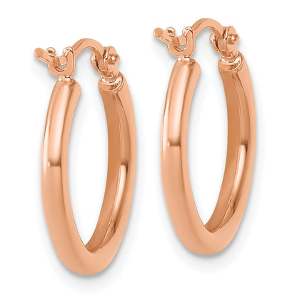 14K Rose Gold Polished 2X17.5mm Hoop Earrings