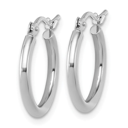 14K White Gold Polished 2X17.5mm Hoop Earrings