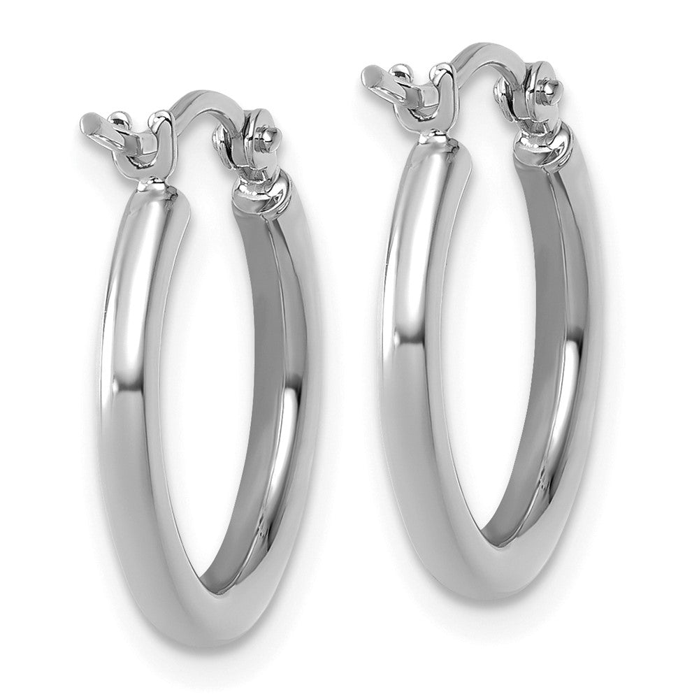 14K White Gold Polished 2X17.5mm Hoop Earrings