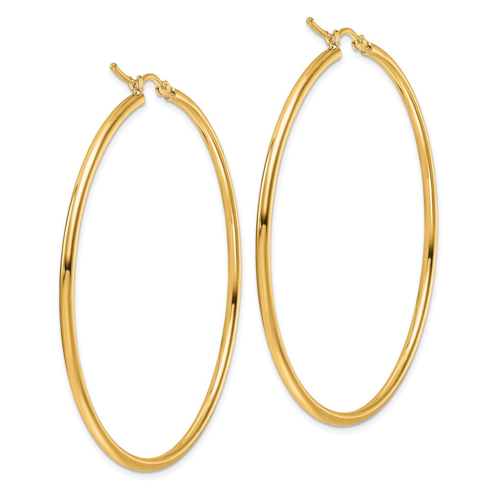 14K Yellow Gold Polished 2X55mm Hoop Earrings