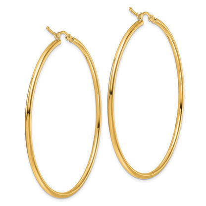 14K Yellow Gold Polished 2X55mm Hoop Earrings