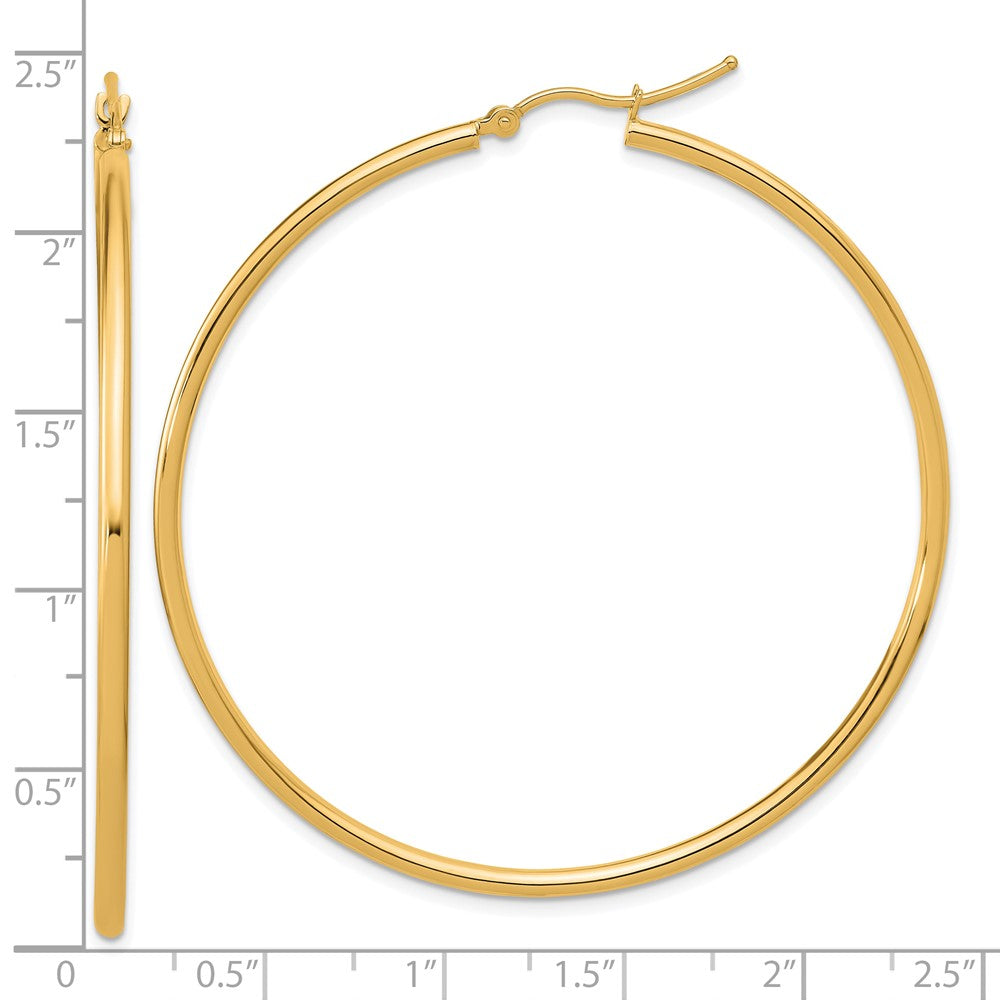 14K Yellow Gold Polished 2X55mm Hoop Earrings