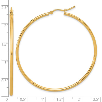 14K Yellow Gold Polished 2X55mm Hoop Earrings