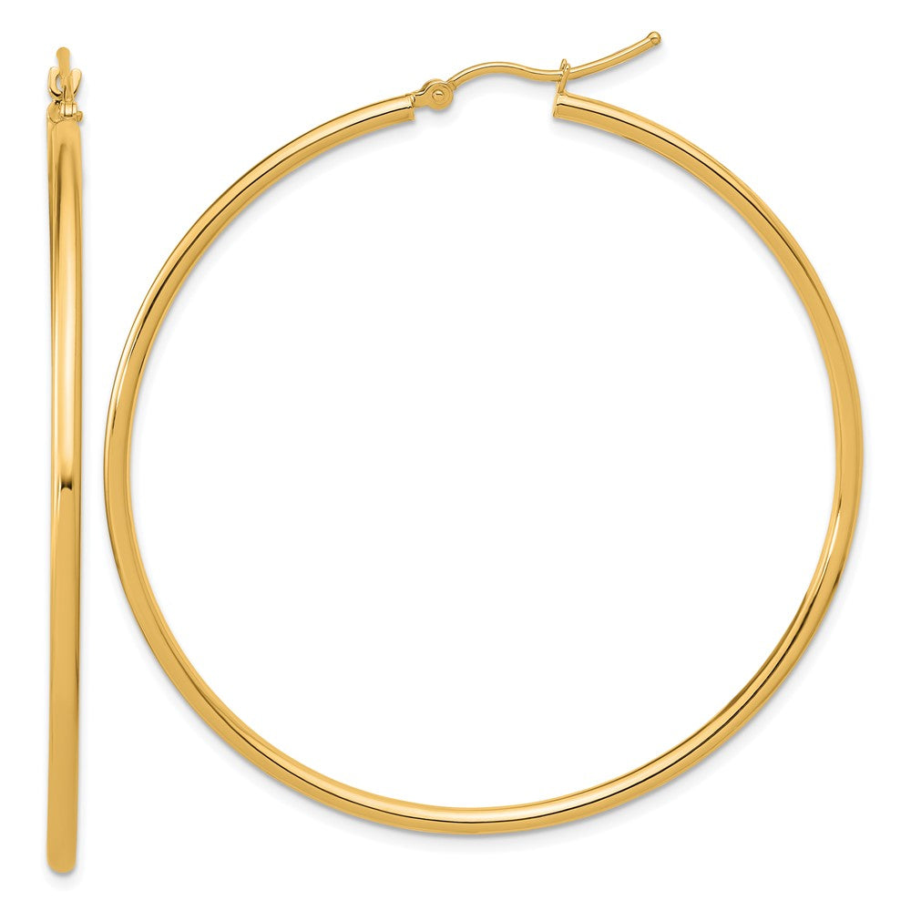 14K Yellow Gold Polished 2X55mm Hoop Earrings