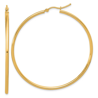 14K Yellow Gold Polished 2X55mm Hoop Earrings