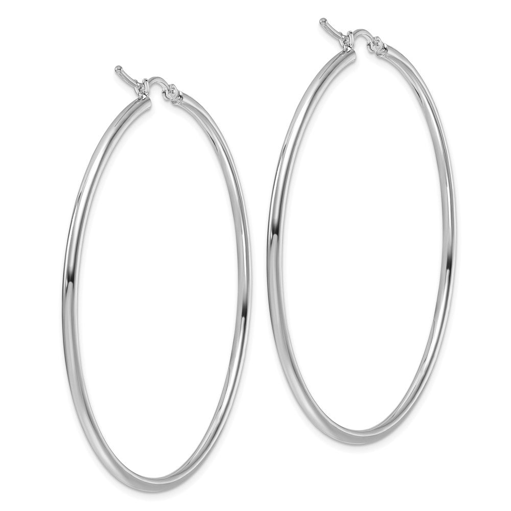 14K White Gold Polished 2X55mm Hoop Earrings