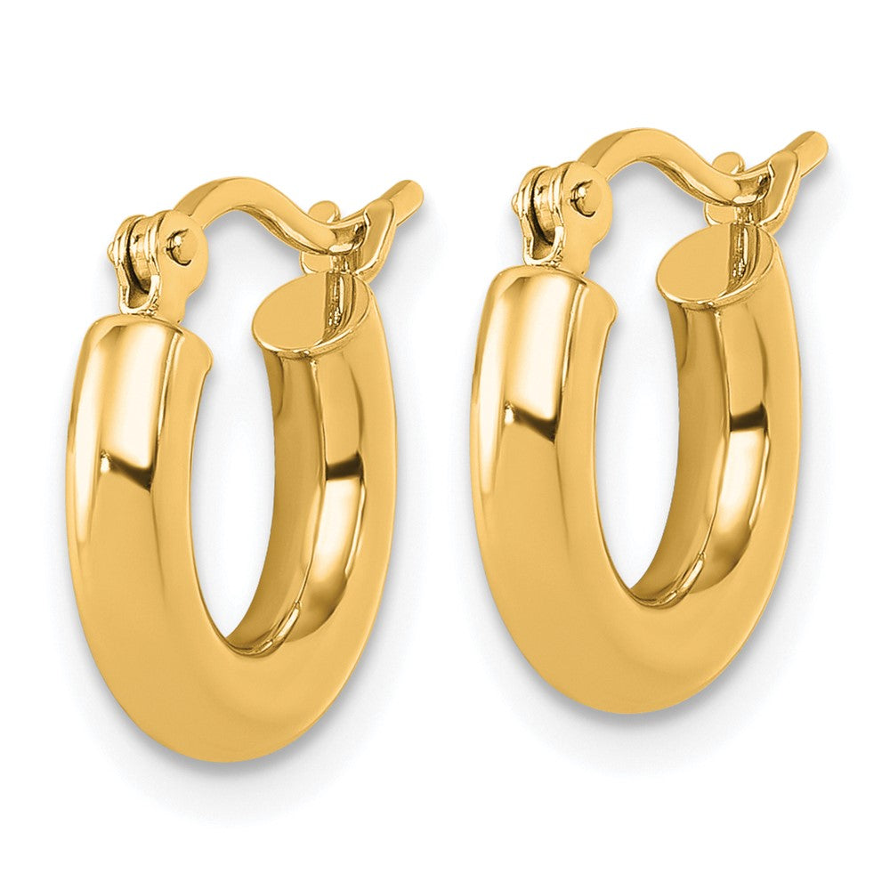14K Yellow Gold Polished 3mm Hoop Earrings