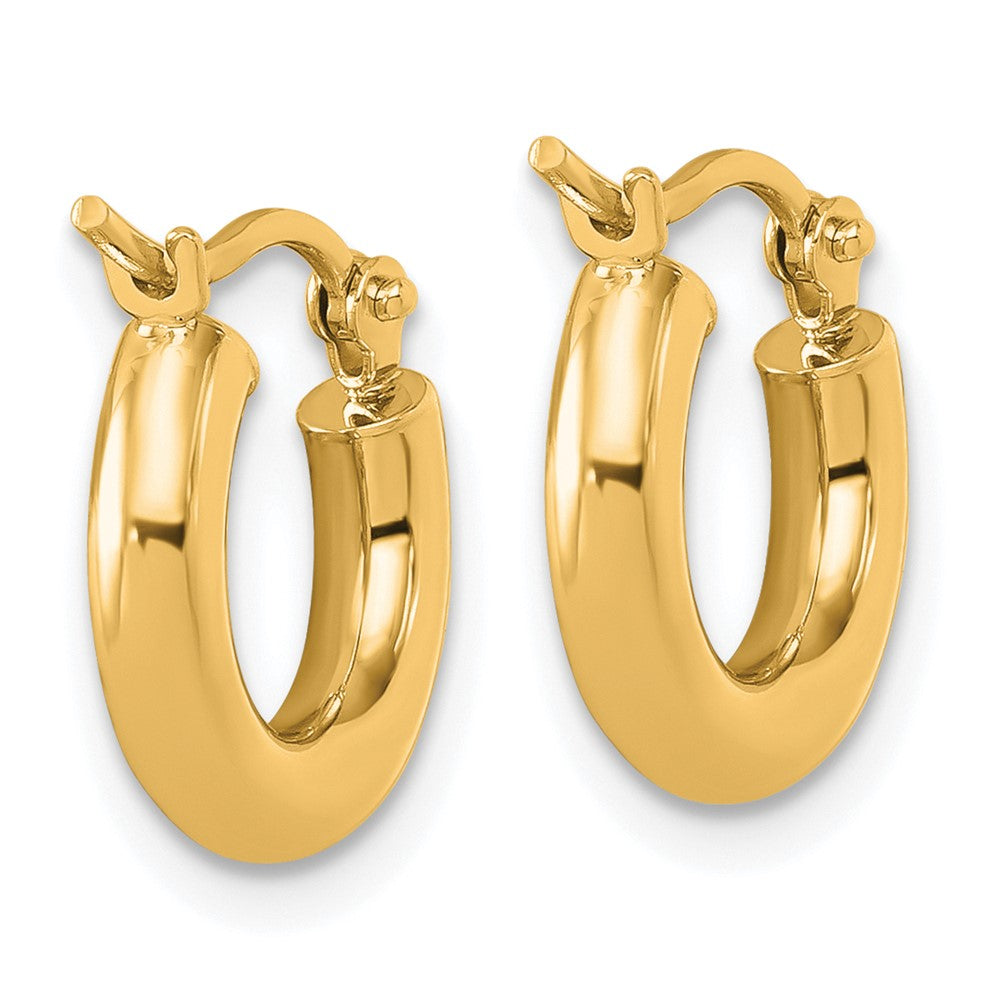 14K Yellow Gold Polished 3mm Hoop Earrings