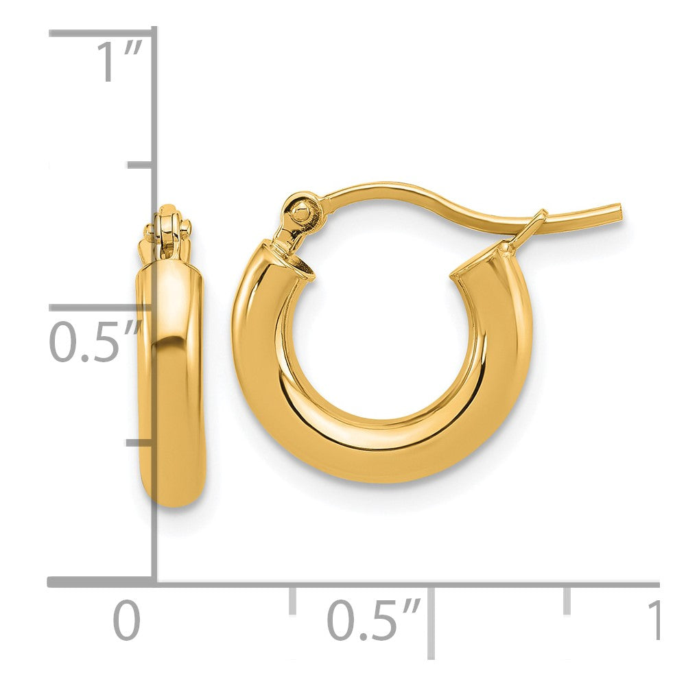 14K Yellow Gold Polished 3mm Hoop Earrings