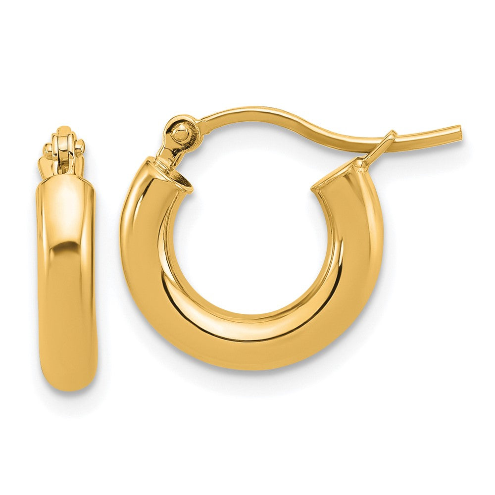 14K Yellow Gold Polished 3mm Hoop Earrings
