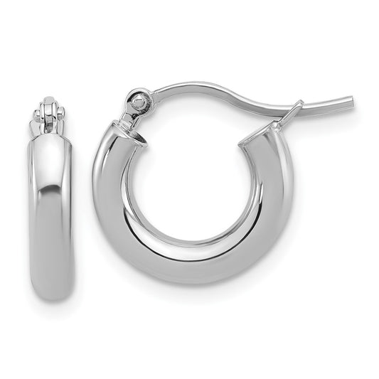 14K White Gold Polished 3mm Hoop Earrings