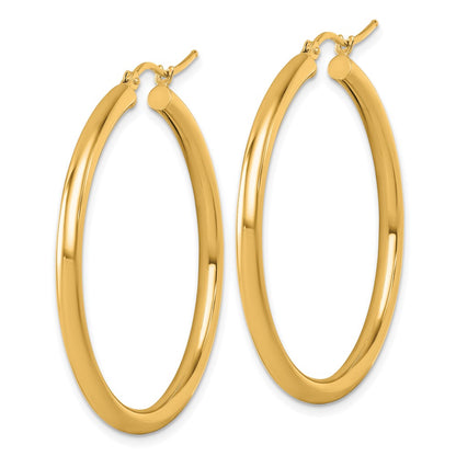 14K Yellow Gold Polished 3mm Hoop Earrings