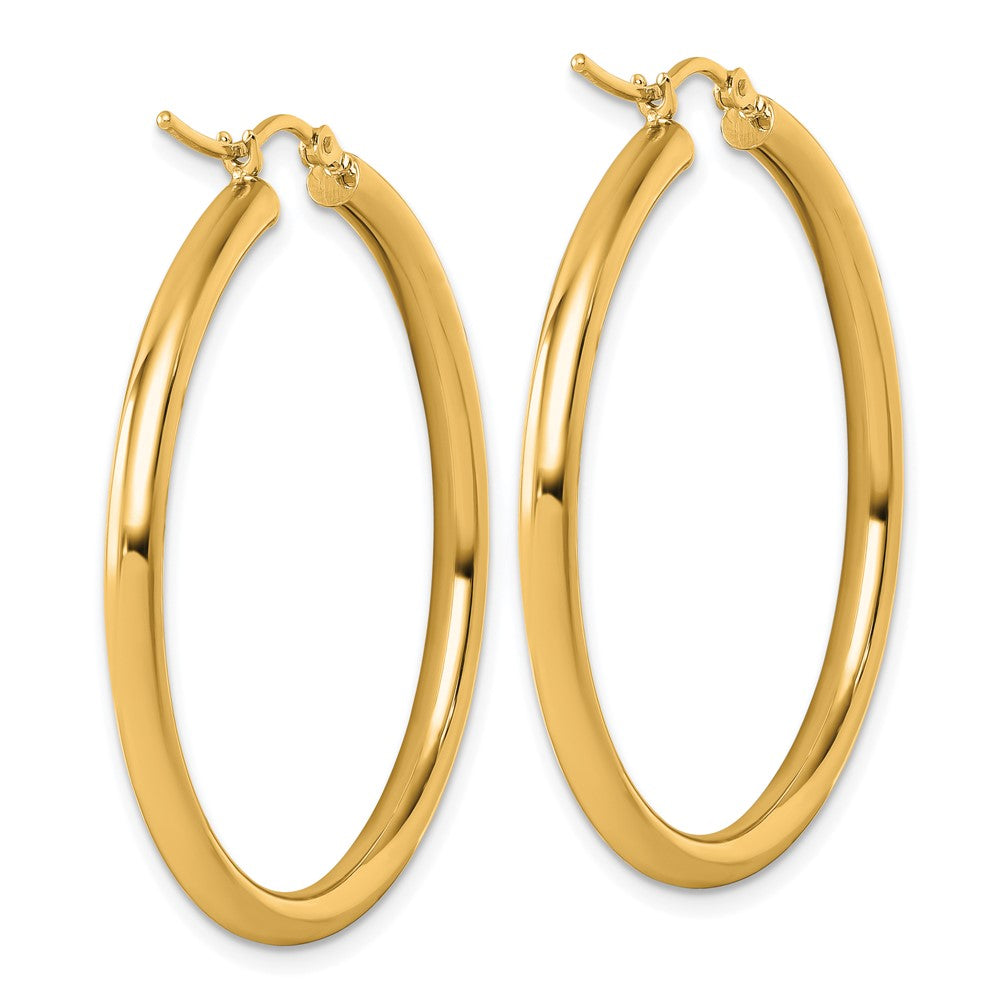 14K Yellow Gold Polished 3mm Hoop Earrings