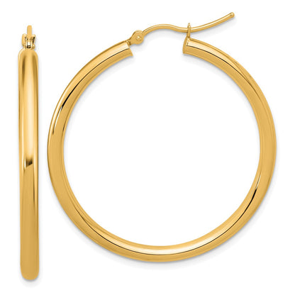 14K Yellow Gold Polished 3mm Hoop Earrings
