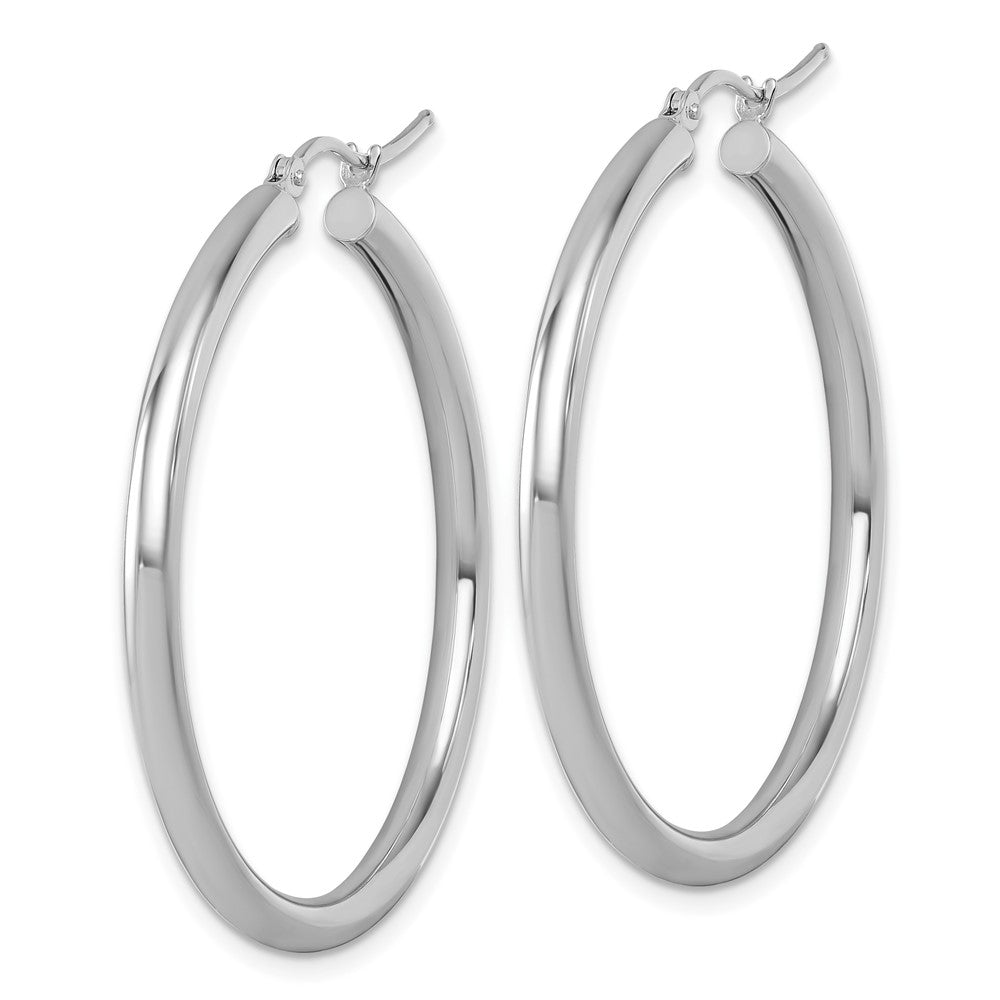 14K White Gold Polished 3mm Hoop Earrings