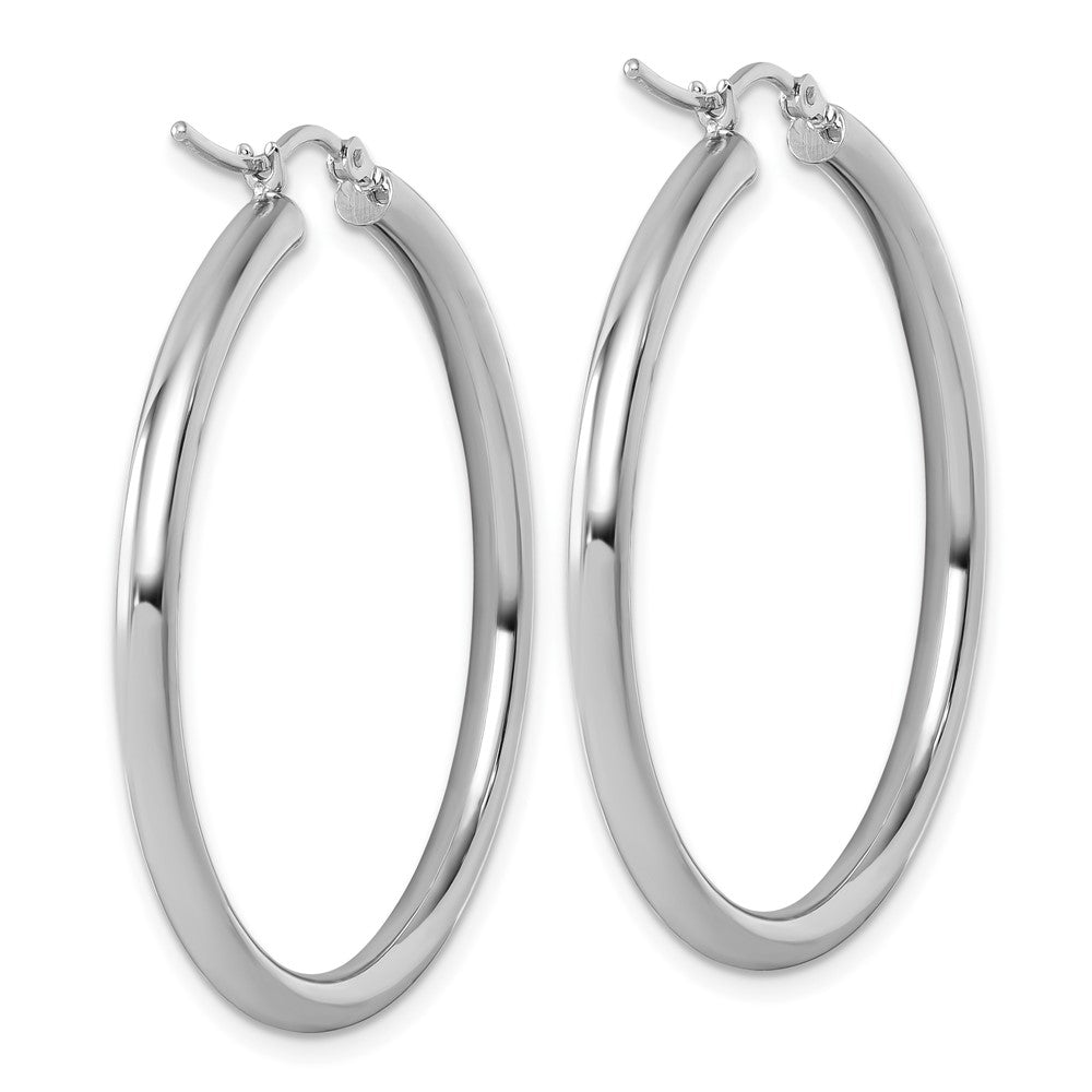 14K White Gold Polished 3mm Hoop Earrings