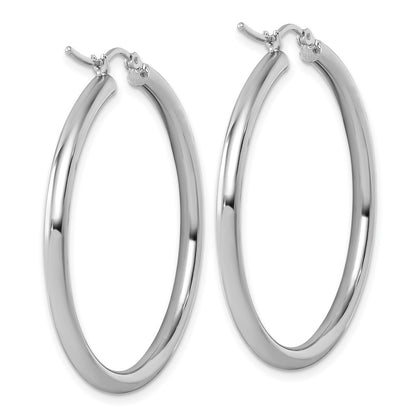 14K White Gold Polished 3mm Hoop Earrings