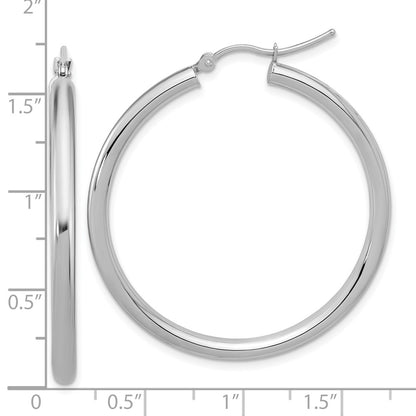 14K White Gold Polished 3mm Hoop Earrings
