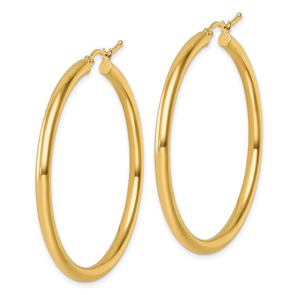 14K Yellow Gold Polished 3mm Hoop Earrings
