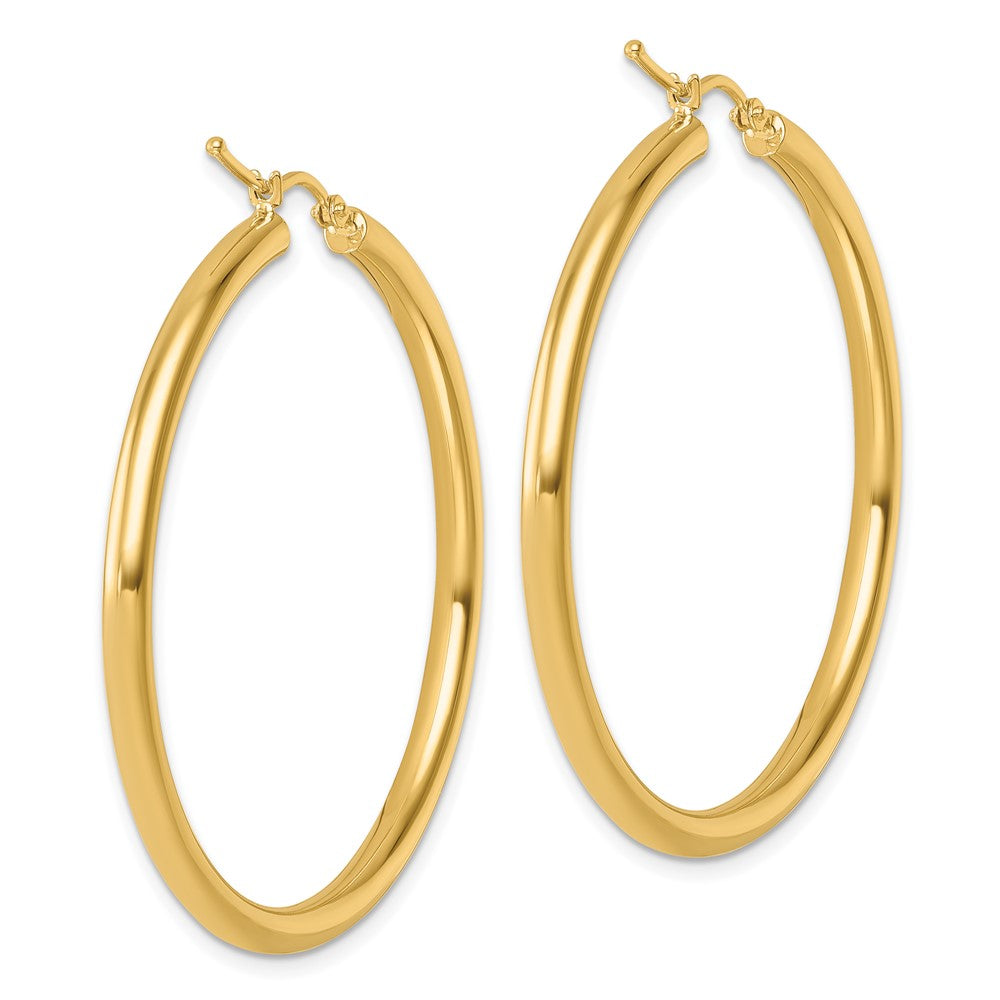 14K Yellow Gold Polished 3mm Hoop Earrings