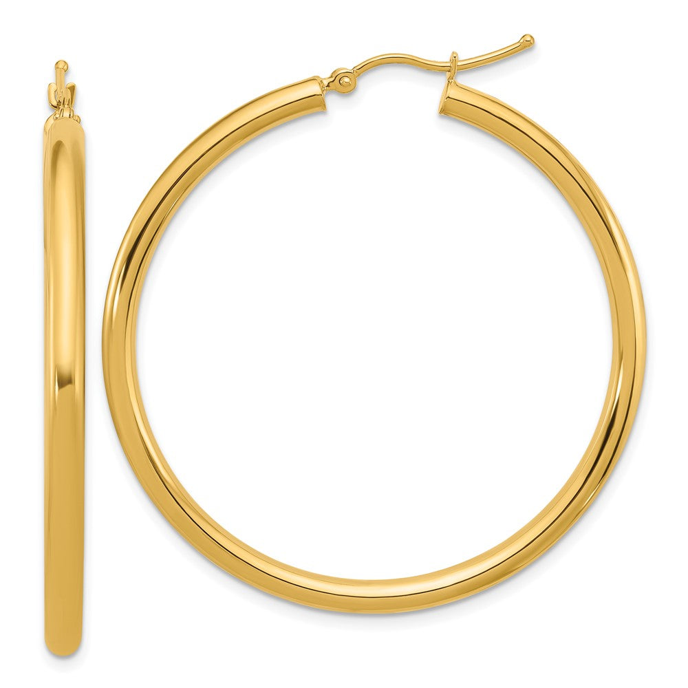 14K Yellow Gold Polished 3mm Hoop Earrings