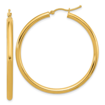 14K Yellow Gold Polished 3mm Hoop Earrings