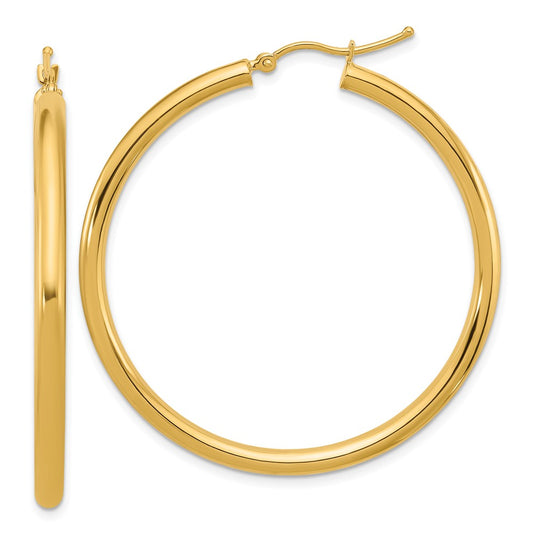 14K Yellow Gold Polished 3mm Hoop Earrings