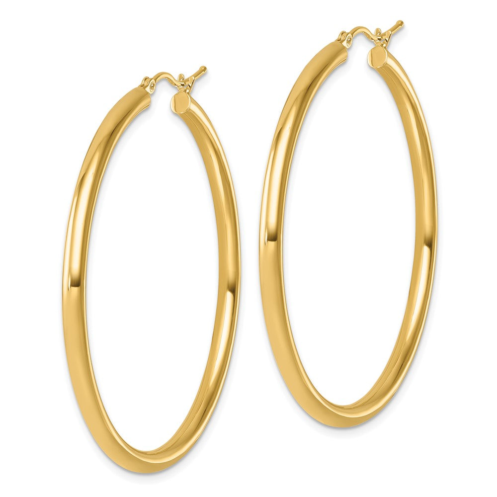 14K Yellow Gold Polished 3mm Hoop Earrings