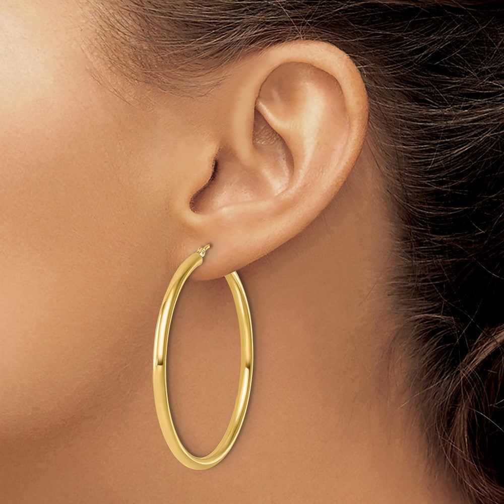 14K Yellow Gold Polished 3mm Hoop Earrings