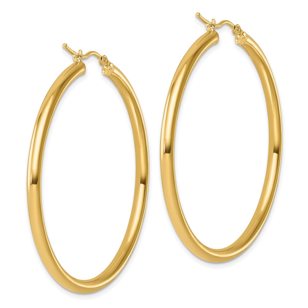 14K Yellow Gold Polished 3mm Hoop Earrings
