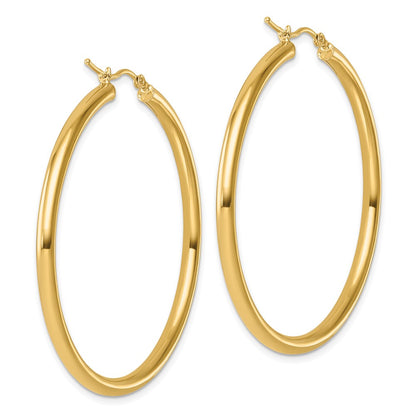 14K Yellow Gold Polished 3mm Hoop Earrings