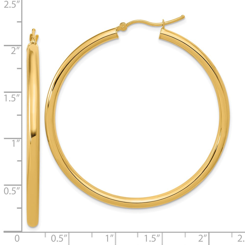 14K Yellow Gold Polished 3mm Hoop Earrings