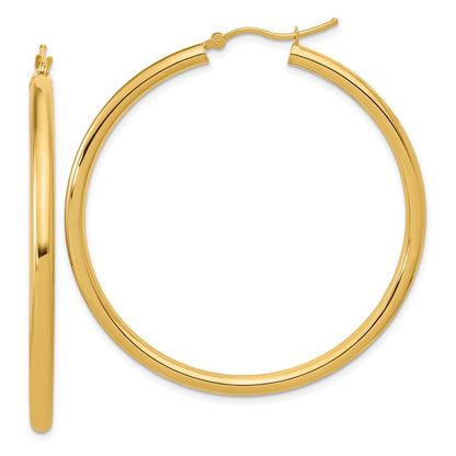 14K Yellow Gold Polished 3mm Hoop Earrings