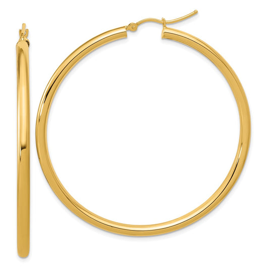 14K Yellow Gold Polished 3mm Hoop Earrings