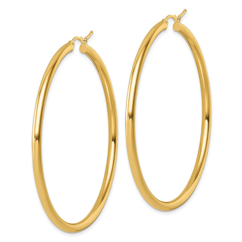 14K Yellow Gold Polished 3mm Hoop Earrings