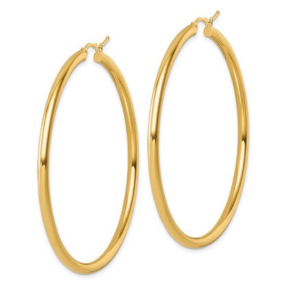 14K Yellow Gold Polished 3mm Hoop Earrings