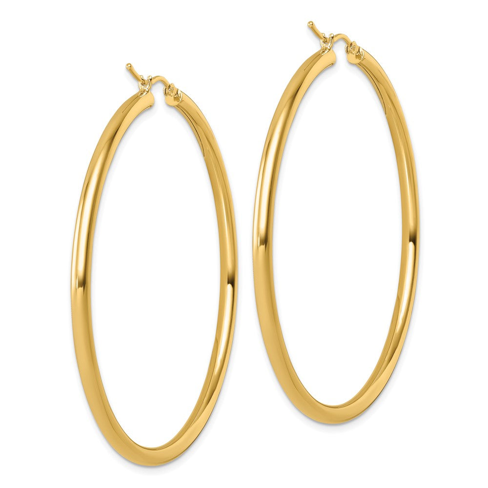14K Yellow Gold Polished 3mm Hoop Earrings