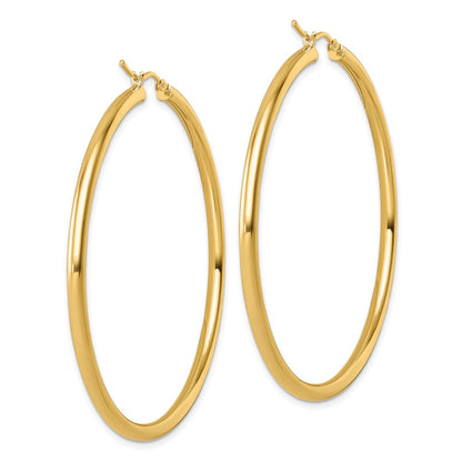 14K Yellow Gold Polished 3mm Hoop Earrings